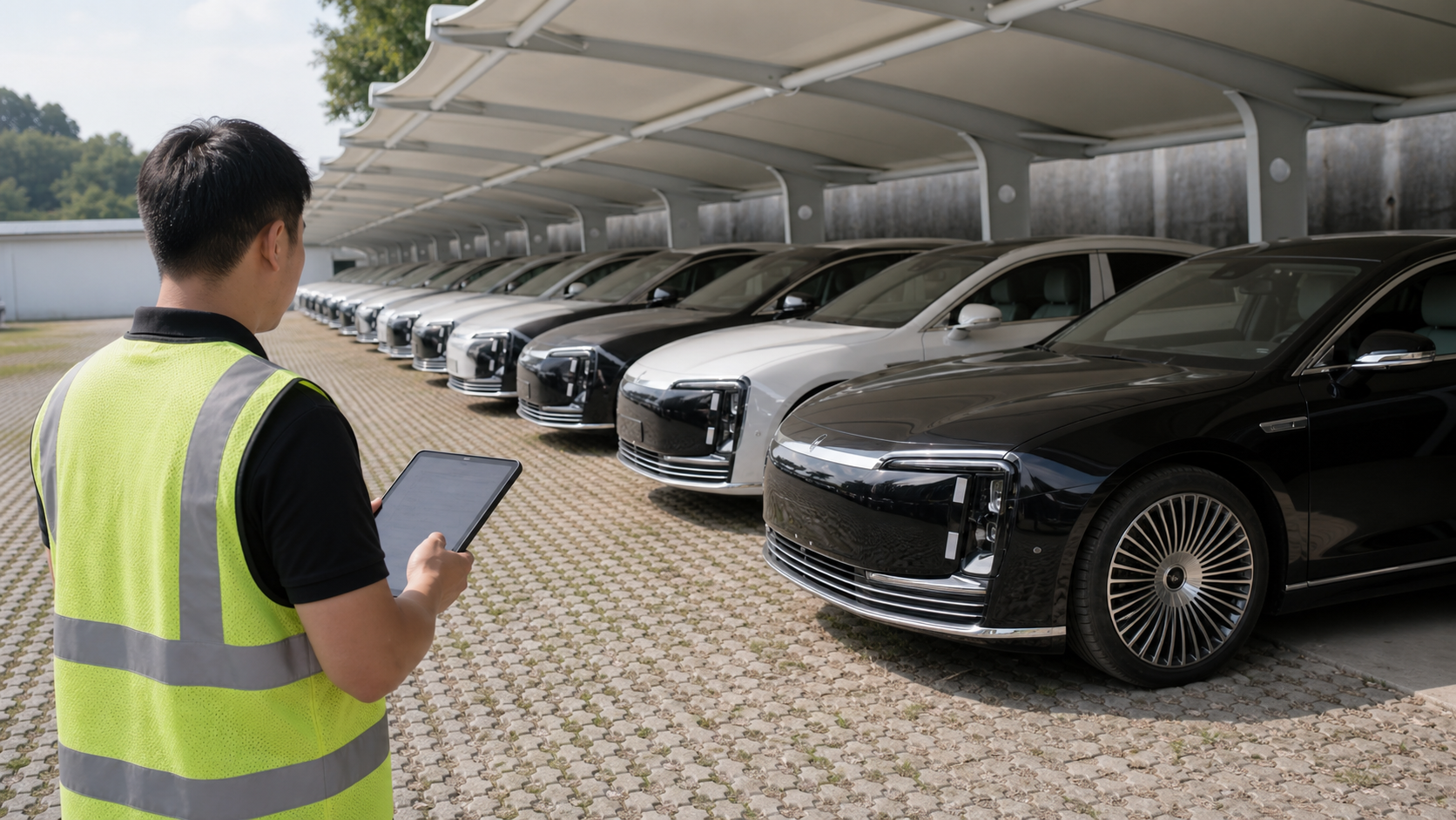 Vehicle stock check in export yard